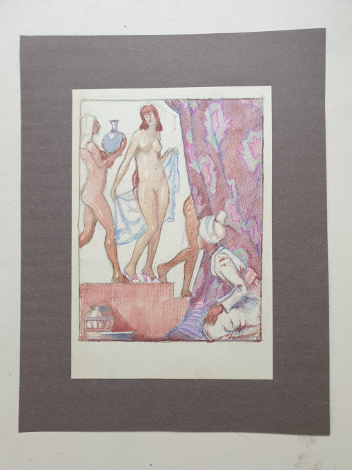 A Scene in a hamam by Onbekende Kunstenaar