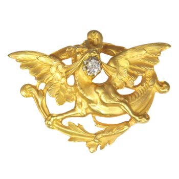 Griffing brooch Late Victorian Early Art Nouveau gold with diamond by Unbekannter Künstler