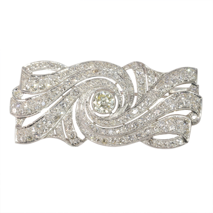 Vintage 1920's Art Deco platinum diamond brooch by Unbekannter Künstler