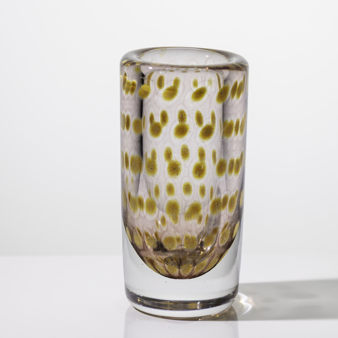 A unique pink, amber and clear glass Art-object – Kosta Glasbruk, Sweden 1960’s by Vicke Lindstrand