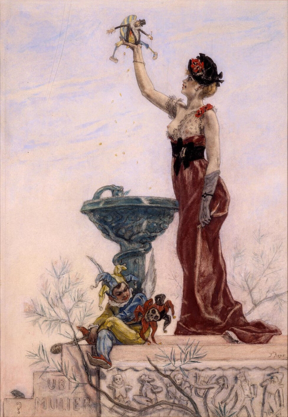 Félicien Rops, La Dame au Pantin, 1885. Musée Félicien Rops, Namur.