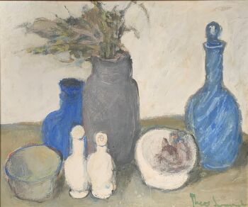 Still Life with Bowls, Bottles and Vase by Theo Swagemakers