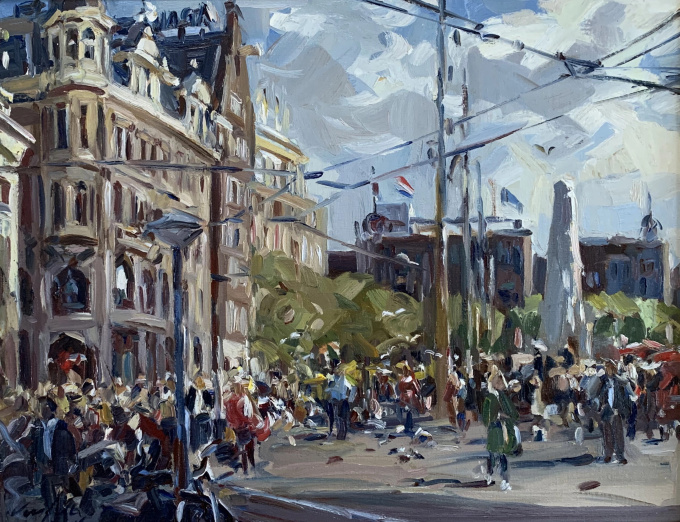 Koningsdag op de Dam in Amsterdam by Hans Versfelt
