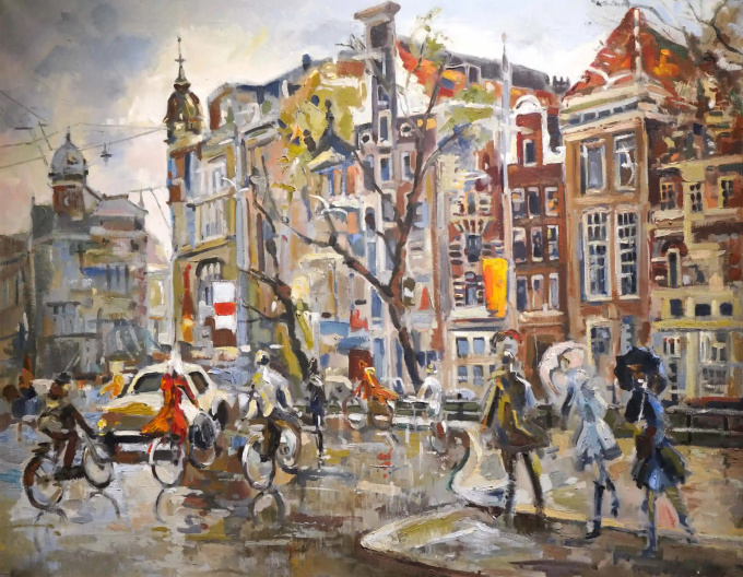 Bij het Koningsplein te Amsterdam by Erasmus Dülmen-Krumpelmann