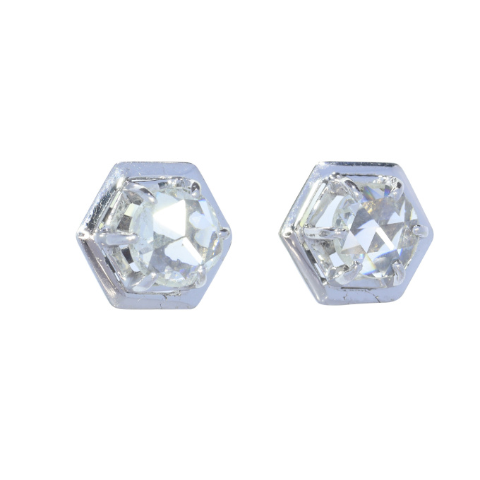 Vintage Art Deco large rose cut diamond earstuds by Unbekannter Künstler