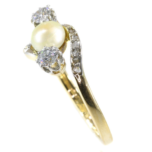 Vintage Belle Epoque diamond and pearl ring by Unknown artist
