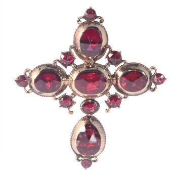 Antique French cross Badine" with large rose cut garnets made shortly after French Revolution" by Artiste Inconnu