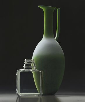 Composition with Green Vase and Paint Medium Bottle by Henk Boon
