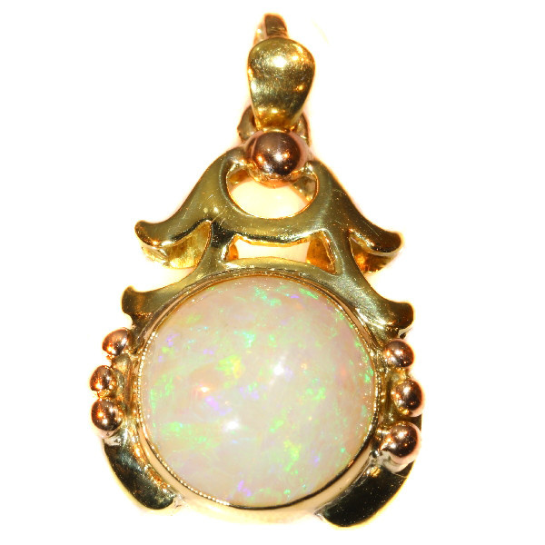 Vintage multi colour gold pendant with cabochon opal Style Japonais by Unbekannter Künstler