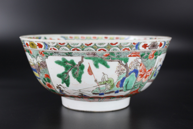 A Chinese famille verte ‘fishermen’ bowl, Kangxi period (1662-1722) by Artista Desconhecido