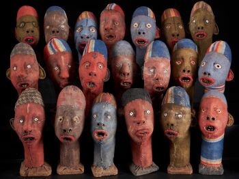 Collection of 20 Decorative and very Expressive Mudzini Reliquary Heads,Bembe People,DRC. by Unknown artist
