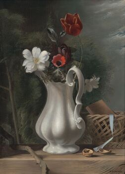 "Bloemstilleven in witte vaas" by Raoul Hynckes