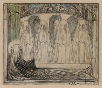 Het sterfbed van de heilige Theresa by Jan Toorop