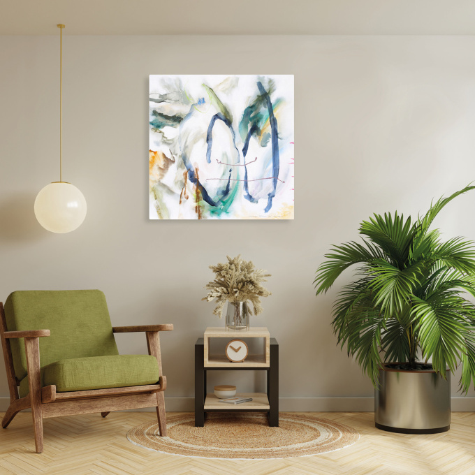 #556 80 x 80 cm | gemengde techniek op linnen by Charlot Terhaar sive Droste