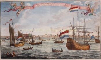 VIEW OF AMSTERDAM-NOORD FROM THE IJ WATER  by Leonardus Schenk