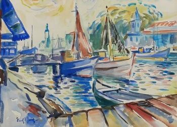 The Harbour of Palavas by Freek van den Berg