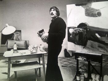 'Pieter Defesche in zijn atelier' by Nico Koster