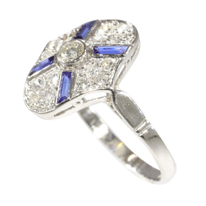 Vintage 1930's diamond and sapphire engagement ring by Artiste Inconnu