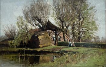 Kinderen bij de boerderij by Nicolaas Bastert