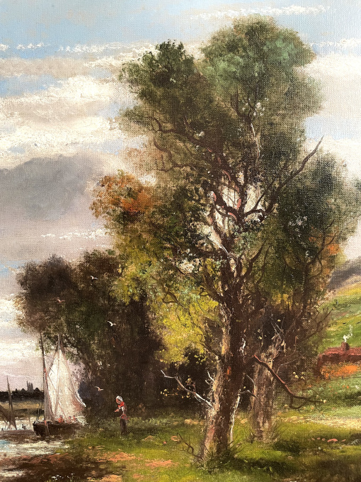 Landschap aan het water - English countryside by Abraham jr. Hulk
