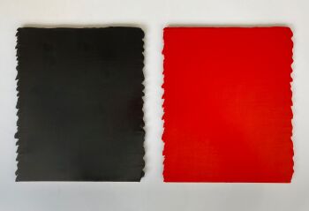 Cache-cache no.6, noir partie 1/2, rouge partie 2/2 by Bernard Aubertin