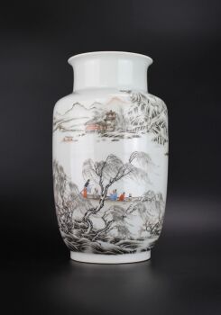A ‘river landscape’ vase, Hongxian mark and possibly of the period or Republic period by Onbekende Kunstenaar