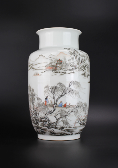 A ‘river landscape’ vase, Hongxian mark and possibly of the period or Republic period by Onbekende Kunstenaar
