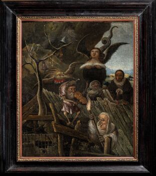 17th C  representation of  the Roof of Folly: An Allegory of the Fall, German School. by Artista Desconhecido