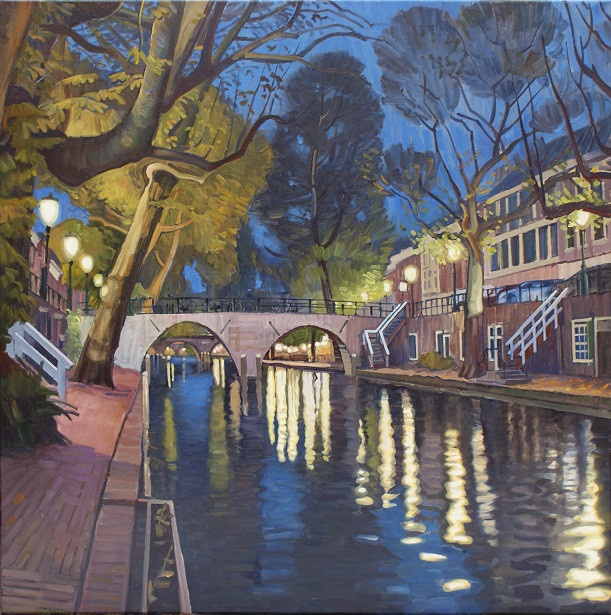 Weesbrug tijdens Blue Hour by Willem van der Hofstede