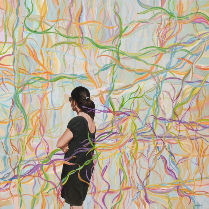 Eva Navarro Lianas Mixed media incl oil on canvas 120 x 120 cm by Eva Navarro