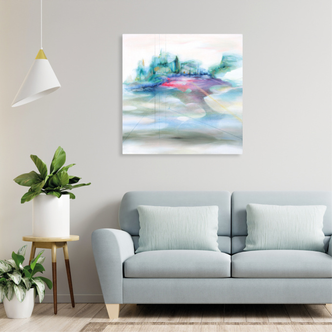 #511 80 x 80 cm | gemengde techniek op linnen by Charlot Terhaar sive Droste