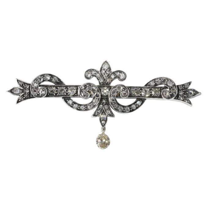 Vintage antique diamond bar brooch by Unknown artist