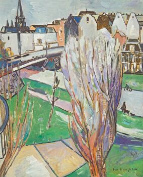 Vondelbrug en bloeiende boom by Paul Hugo ten Hoopen