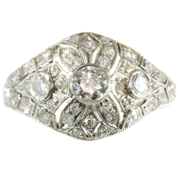Platinum diamond engagement ring slightly domed by Unknown artist