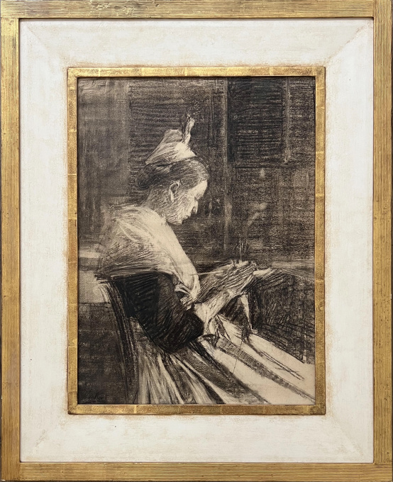 Breiend weesmeisje by Nicolaas van der Waay
