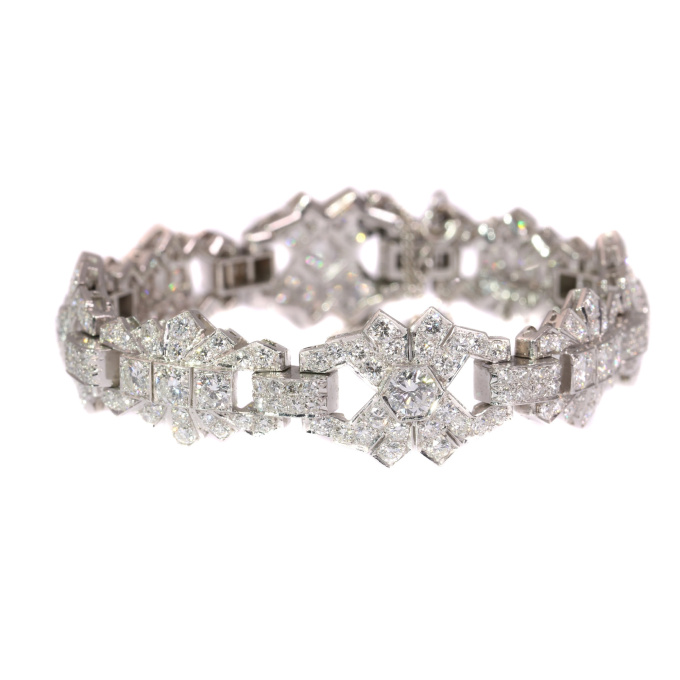 Vintage platinum diamond bracelet Art Deco style made in the Fifties by Artista Desconhecido