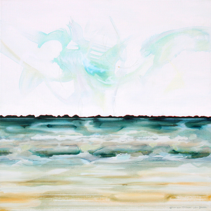 #491 100 x 100 cm | gemengde techniek op linnen by Charlot Terhaar sive Droste