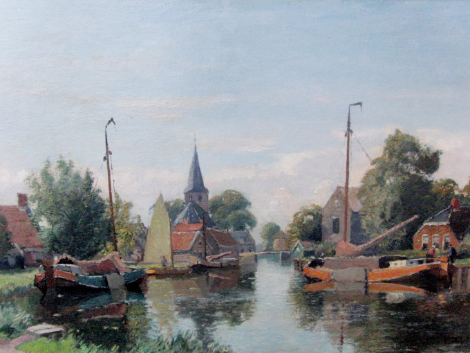 RIVIER BIJ WARTENA by Gerbrand Frederik van Schagen