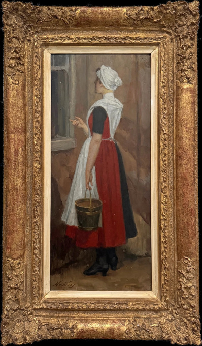 Weesmeisje met emmer in de hand by Nicolaas van der Waay