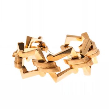 Asymmetrical gold Retro bracelet by Unknown artist