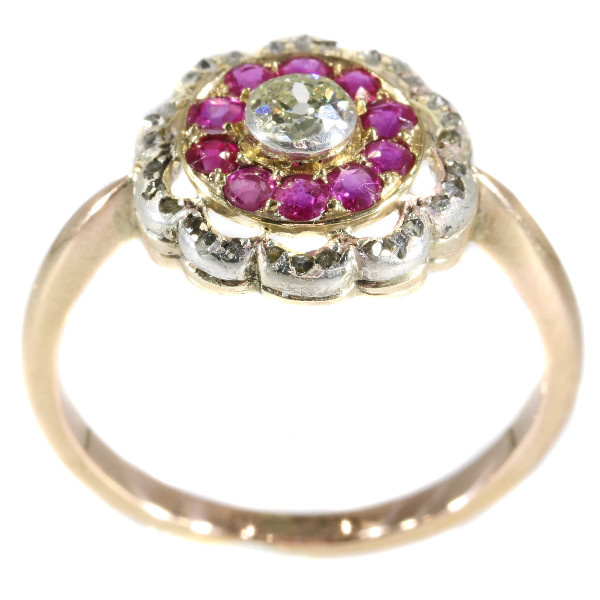 Late Victorian diamond and ruby ring by Unbekannter Künstler