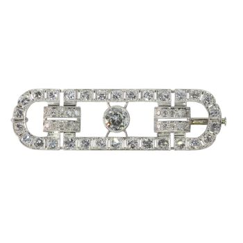Art Deco-Inspired Gentleman’s Brooch – Vintage Fifties Design with 4.92ct Diamonds by Onbekende Kunstenaar
