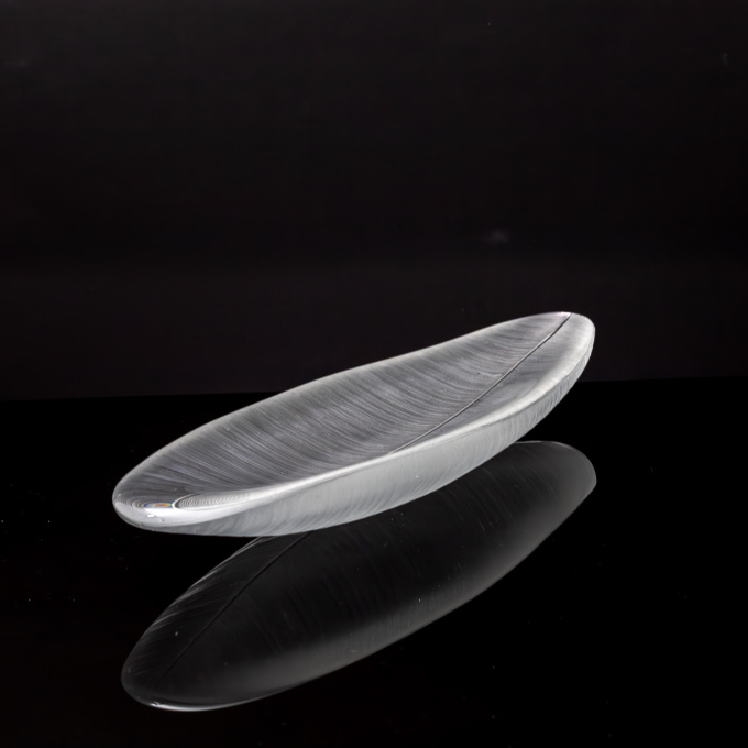 A very rare largest size comb-cut crystal Art object ‘Sulka’ (feather), model 3369 – Iittala Finland by Tapio Wirkkala