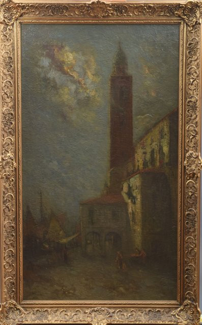 Gezicht op Chioggia bij maanlicht by Etienne Bosch