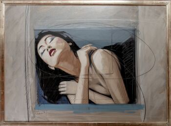 Portrait woman, original painting  by Nico Vrielink