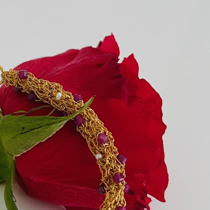 Lily Bracelet Plum by Wilhelmina Huysman