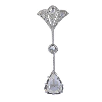 Vintage 1920's Art Deco diamond pendant with large rose cut diamond pear shape by Unknown artist