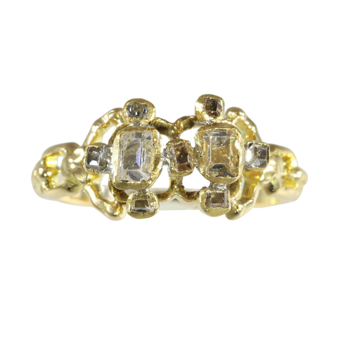 17th-Century Craftsmanship: Baroque Gold Ring with Table-Cut Diamonds by Artista Desconhecido