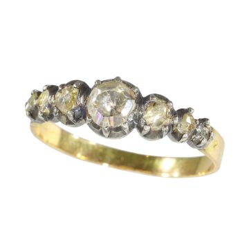 Timeless 1840s Romantic Victorian Diamond Inline Ring by Artista Sconosciuto