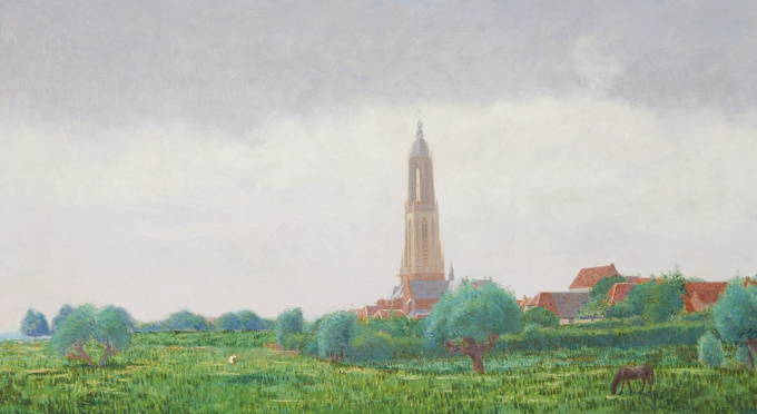 "Gezicht op Rhenen" by Ferdinand Hart Nibbrig